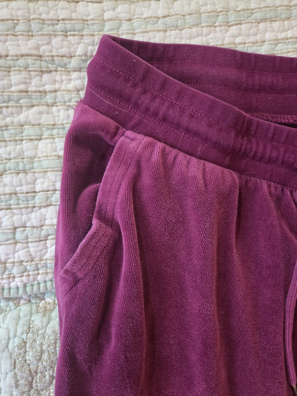 GAP Velour Drawstring Lounge Pants - Berry Plum L Petite - Picture 4 of 7